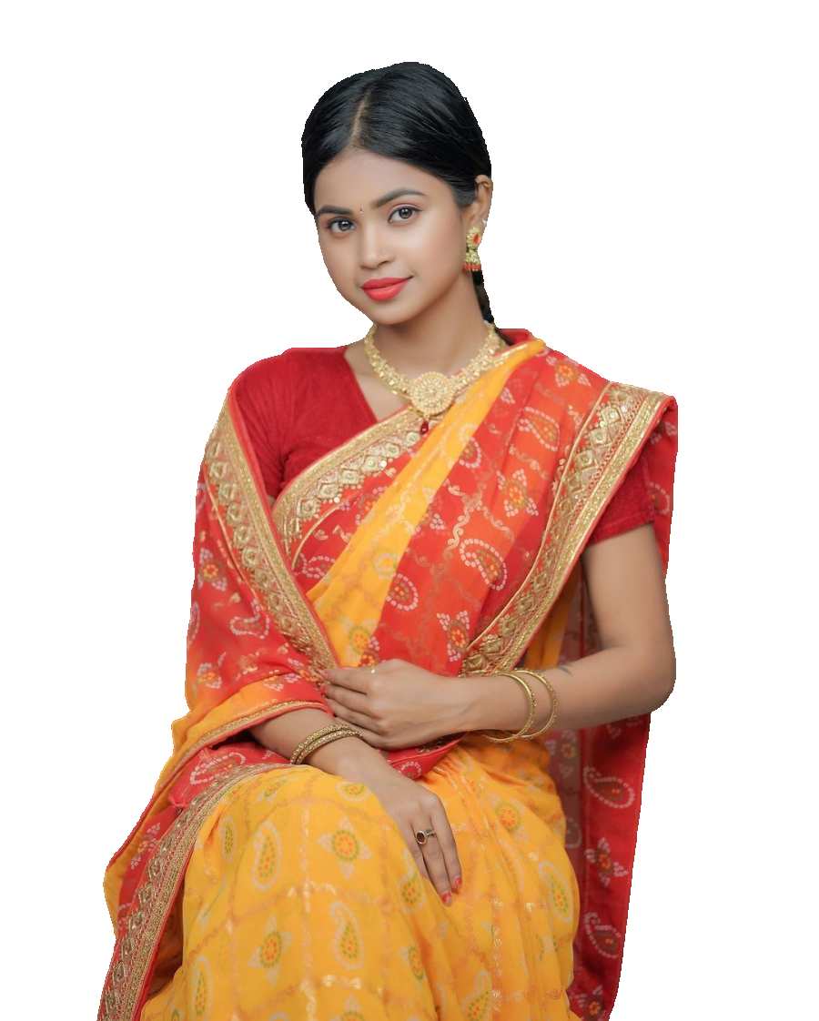 Desi Indian  In A Red Dress PNG Images