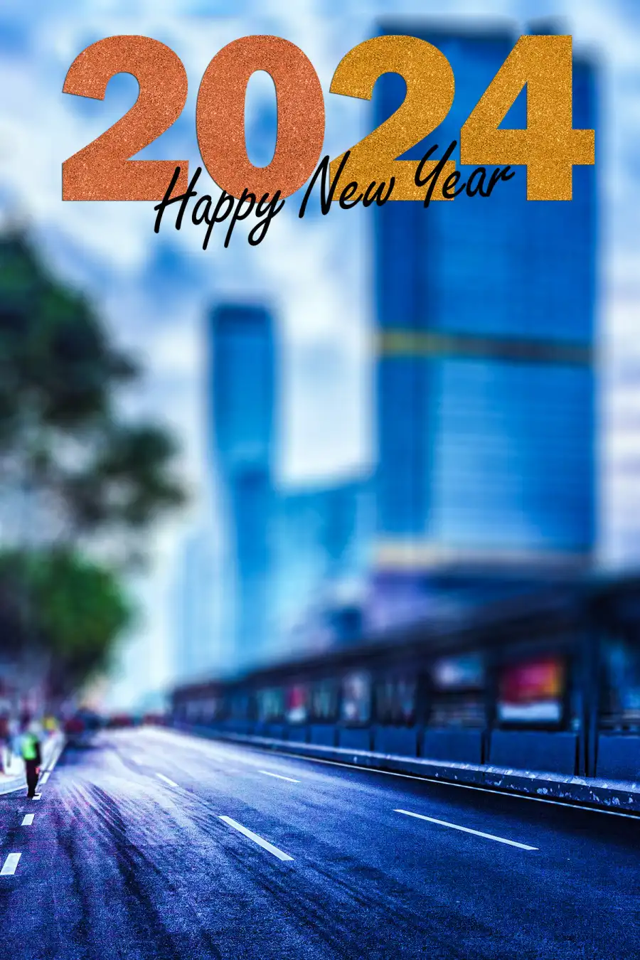 Editing 2024 Happy New Year Train On A Street Background