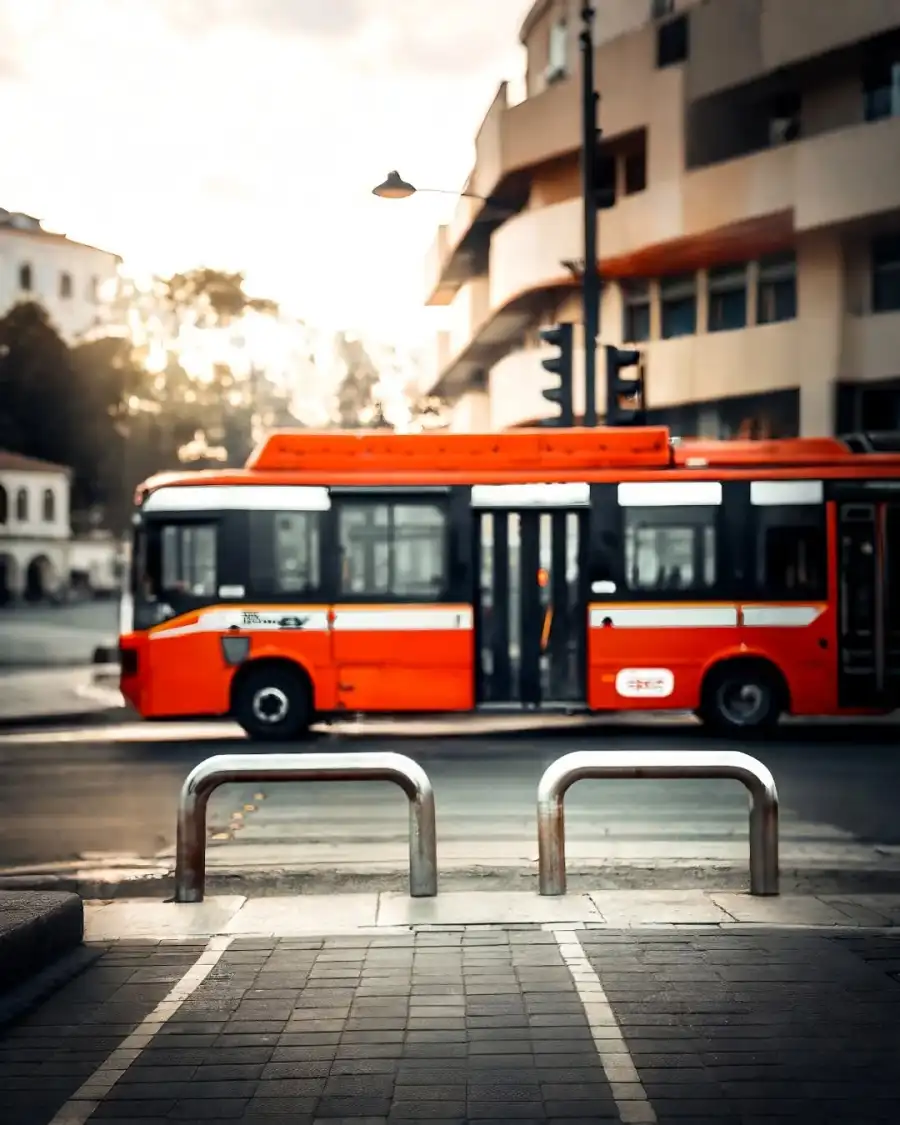 Editing Bus Parked On The Side Of A Street Background