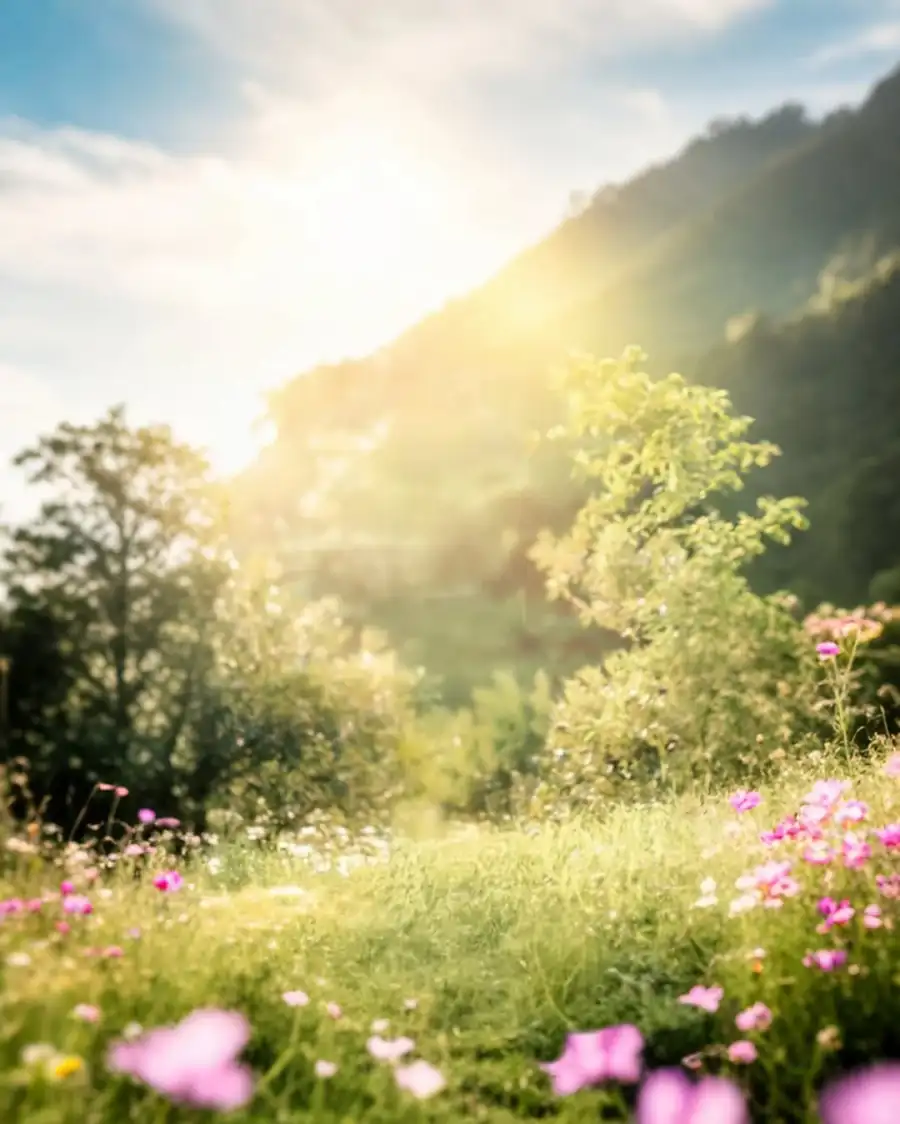 Editing Field Of Flowers With Trees In The Background