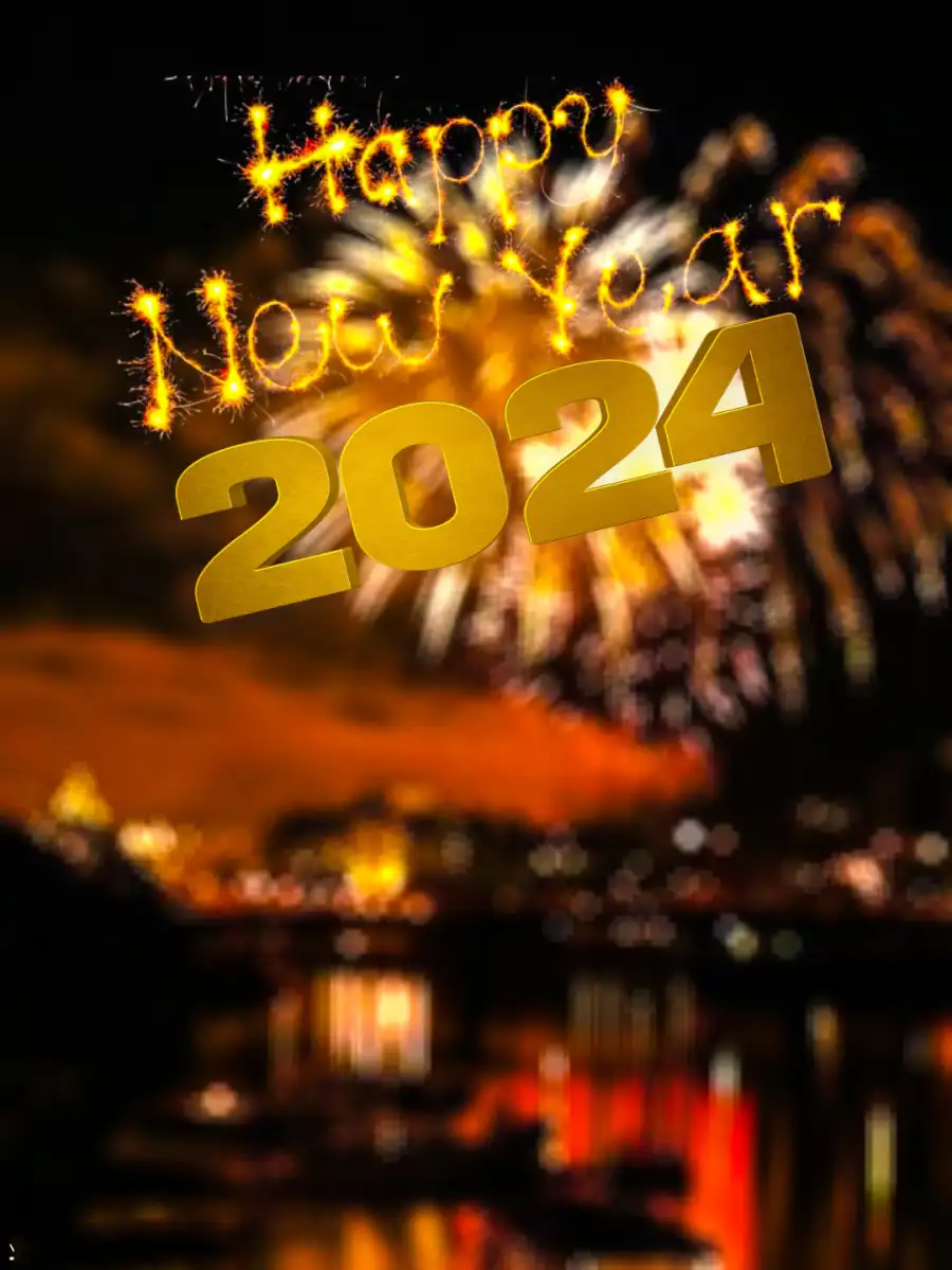 Editing  Happy New Year 2024 Fireworks In The Sky HQ Background