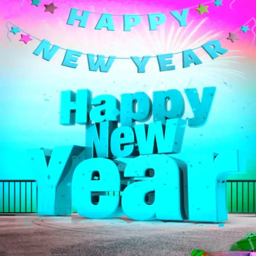 Editing  Happy New Year 2024 Green Logo Wall With Graffiti Background