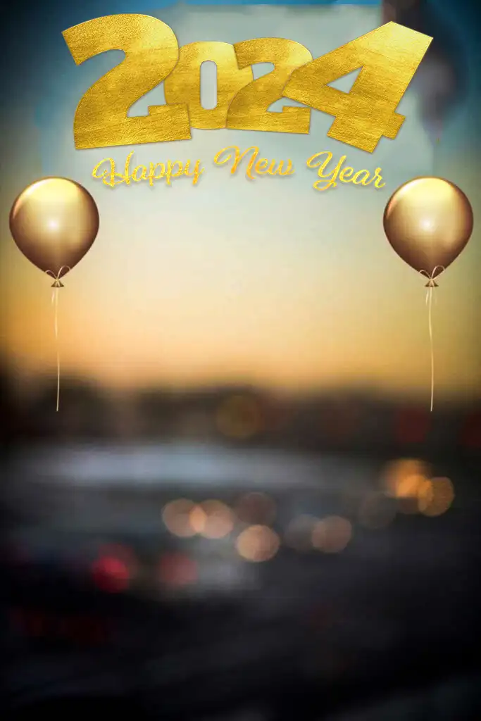 Editing Happy New Year 2024 Group Of Balloons Free Background