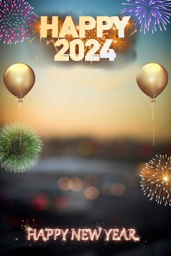 Editing Happy New Year 2024 Group Of Balloons In The Sky Background Free