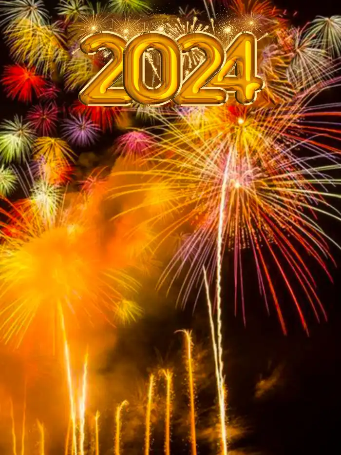 Editing Happy New Year 2024 Group Of Fireworks Background