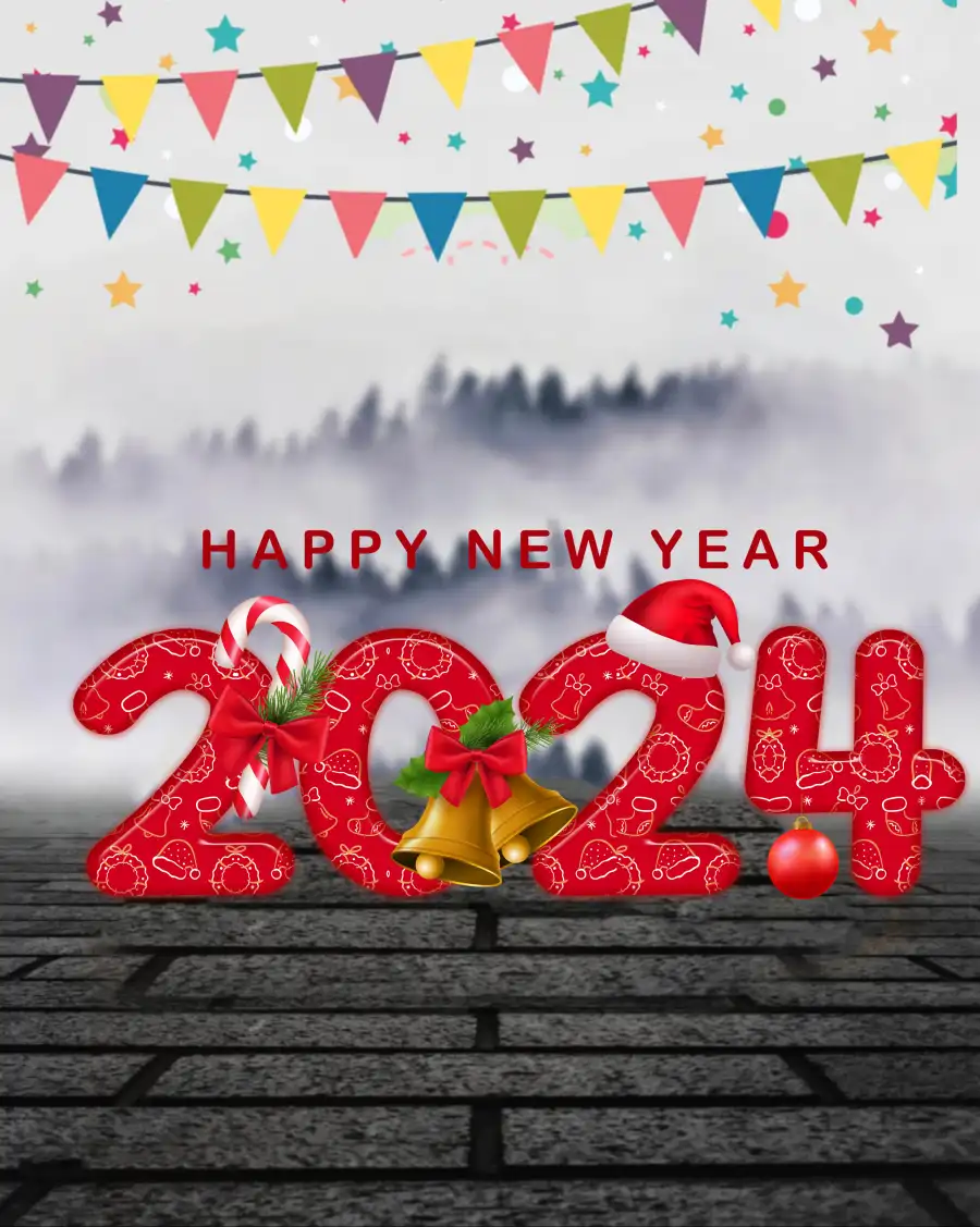 Editing  Happy New Year 2024 Red Logo HD  Background