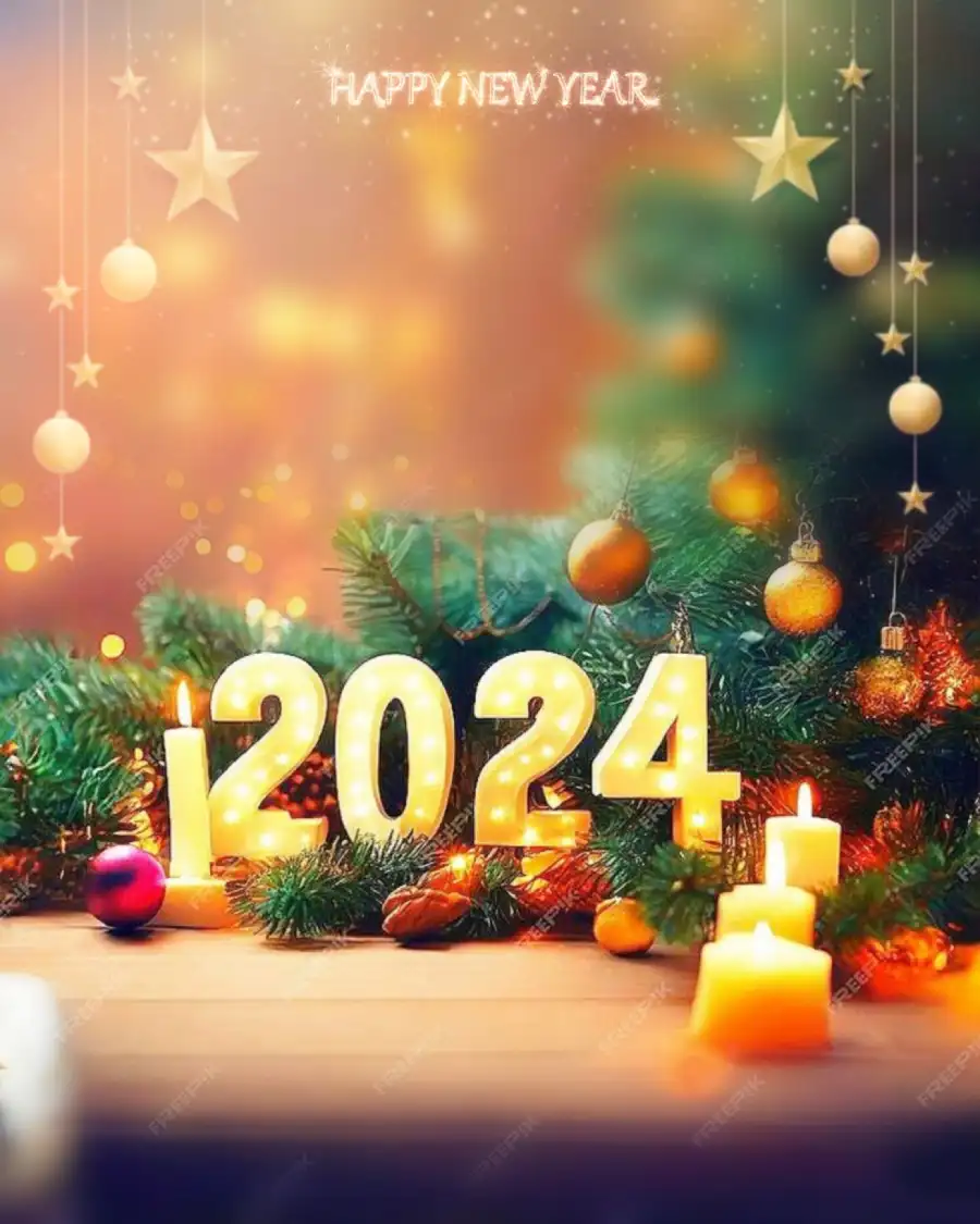 Editing Happy New Year 2024 With Candle Background