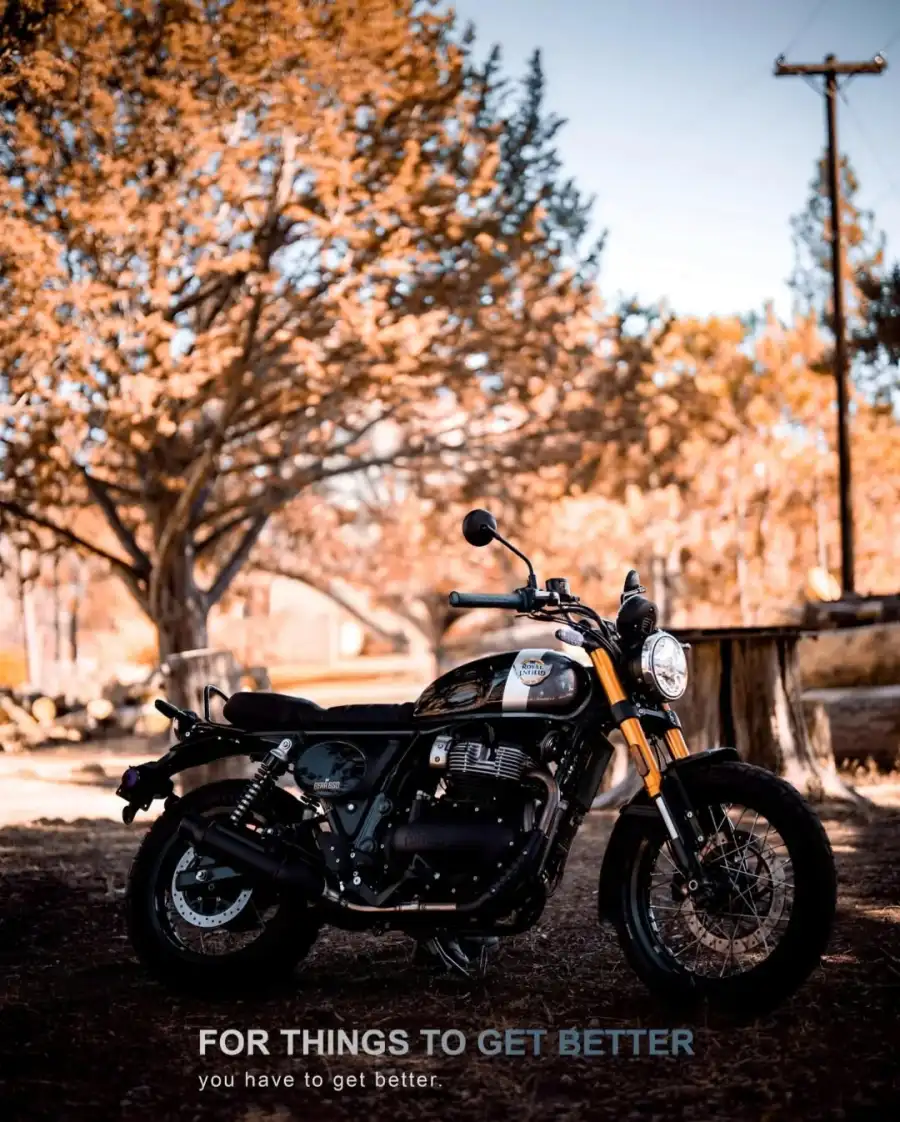 Editing Motorcycle Parked On The Side Of A Road Background