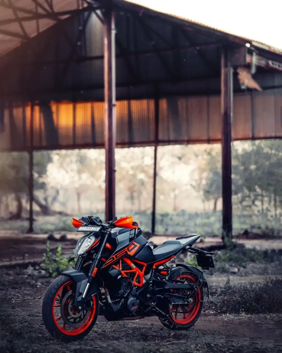 Editing Motorcycle Parked Under A Covered Area Background