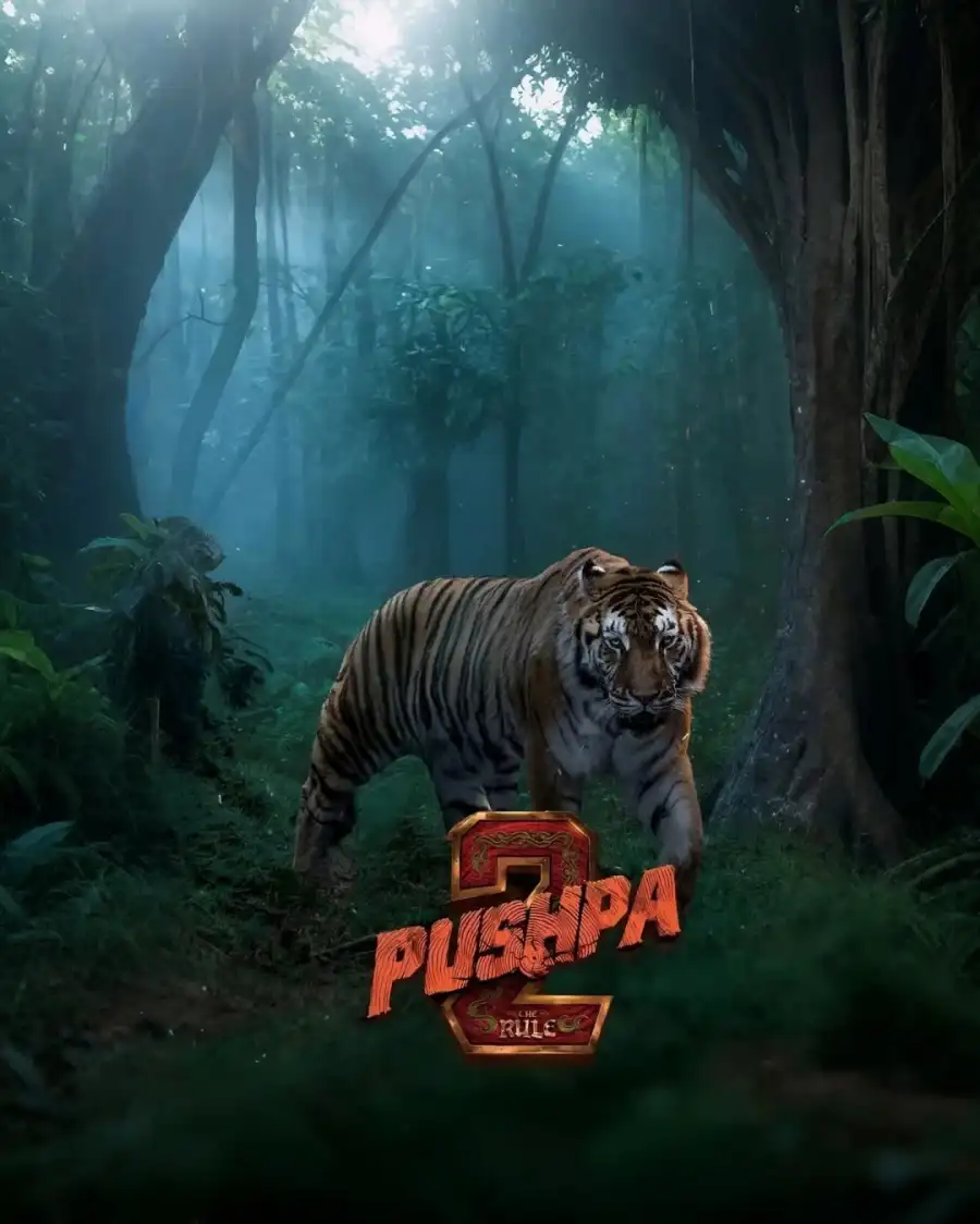 Editing Pushpa Two Tiger In A Forest     Background