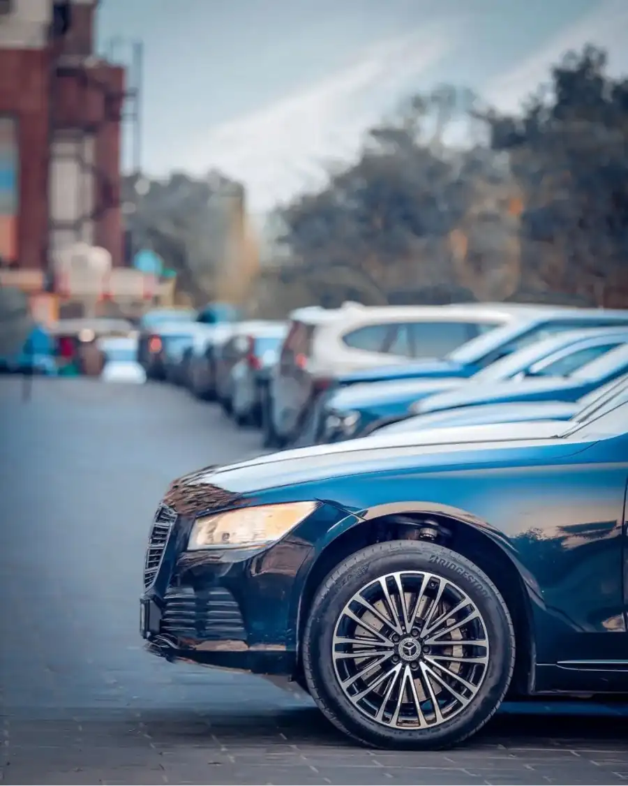 Editing Row Of Cars Parked On The Side Of A Road HD Background