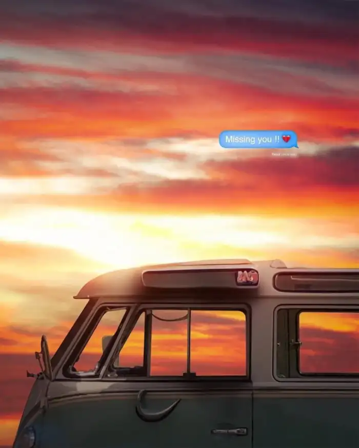 Editing Sunset Sky With Small Truck  Background