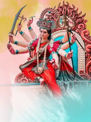 Eight Hand With Maa Durga Dussehra Editing Background