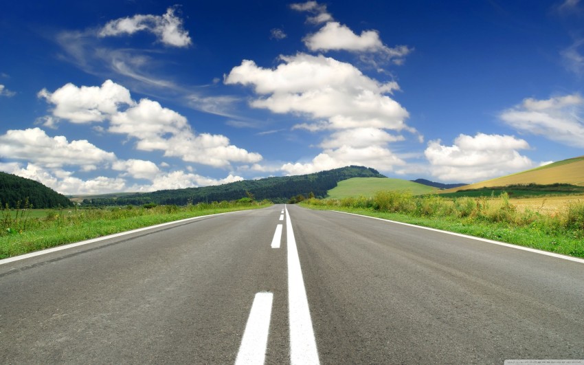 Empty Long Road With Blue Sky Background HD Background Free