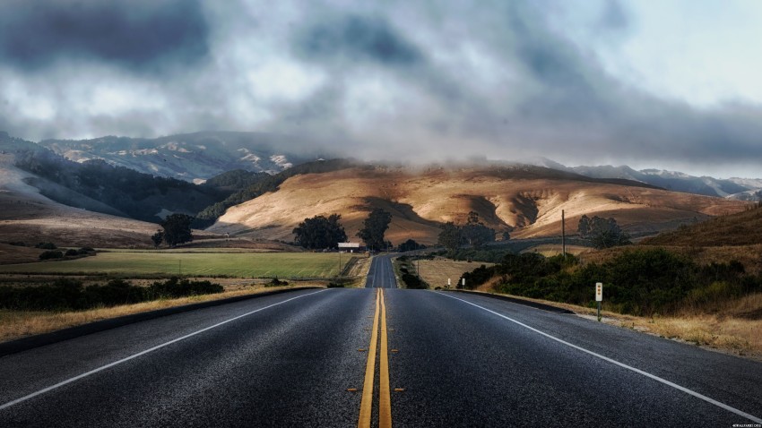 Empty Long Road With Blue Sky Background HD Background Free