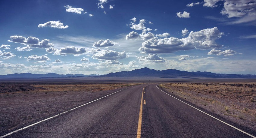 Empty Long Road With Blue Sky Background HD Background Free