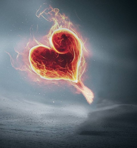 Fire Heart PicsArt Background HD Background