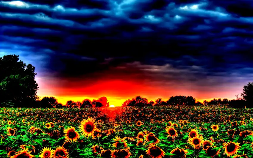 Flower Sunset Field Background  HD Download