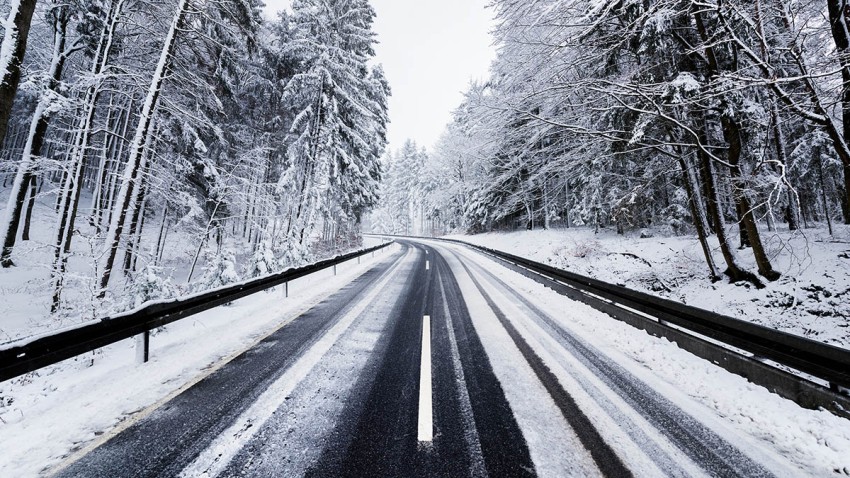 Forest Winter Road Background Full HD Photo Image Free