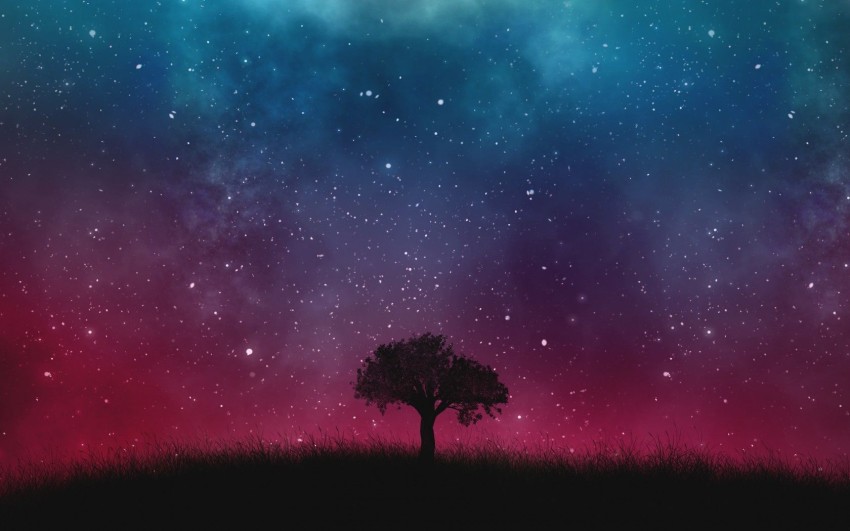 Galaxy Sky Tree Background Full HD Download