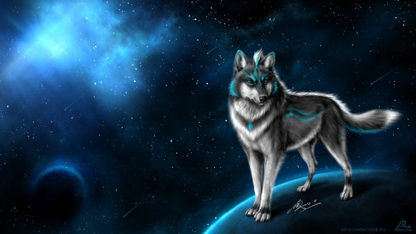 Galaxy Wolf Background Full HD Wallpaper Download