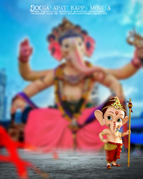 Ganesh Chaturthi Blurred HD Editing Background