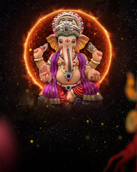 Ganesh Chaturthi Ganpati Fire Circle Dark Editing Background HD