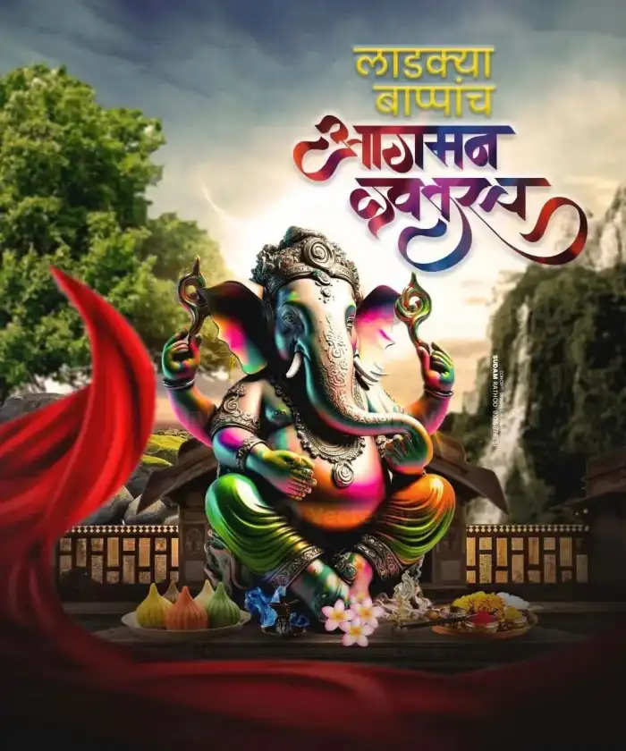 Ganesh Chaturthi Ganpati Marathi Banner Background