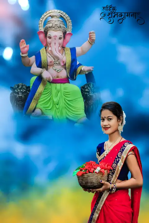 Ganesh Chaturthi Girl In Saree  CB  Background HD Download