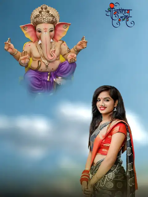 Ganesh Chaturthi Girl In Saree  Picsart Editing Background HD