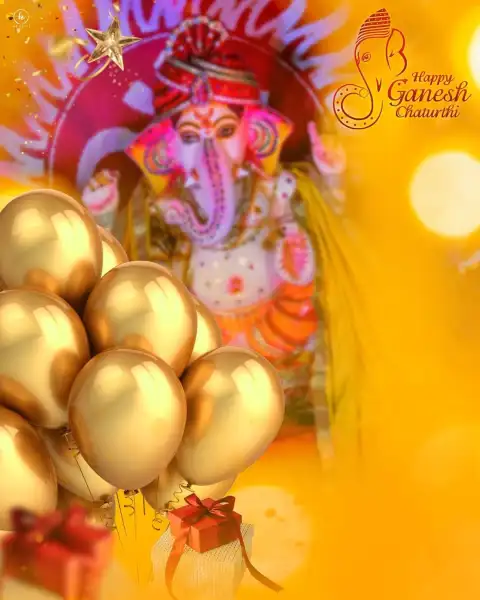 Ganesh Chaturthi Golden Balloon HD Editing Background