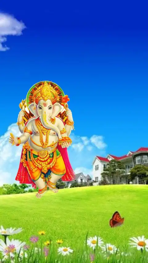 Ganesh Chaturthi Green Grass Blue Sky Editing Background  Full HD