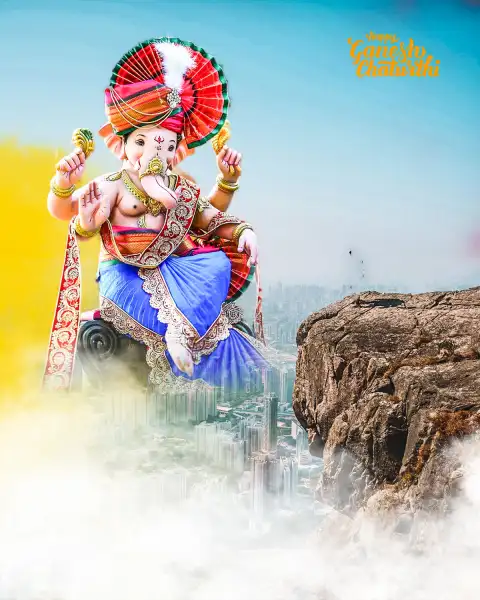 Ganesh Chaturthi Mountain City  HD Background For  Editing