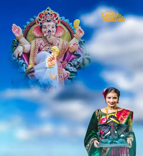 Ganesh Chaturthi With Girl  Blue Sky  Picsart Editing Background HD D