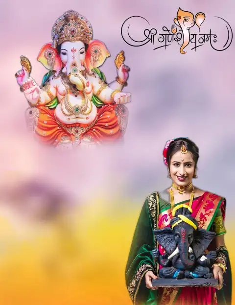 Ganesh Chaturthi With Marathi CB Picsart Editing Background HD Download