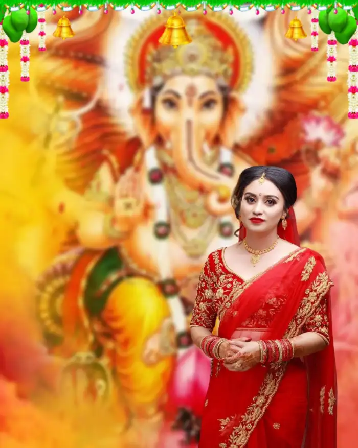 Ganesh Ganpati Chaturthi With Girl CB Picsart Editing Background