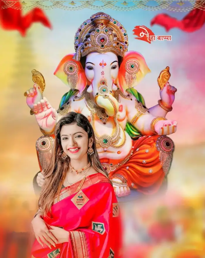 Ganesh Ganpati Chaturthi With Girl CB Picsart Editing Background