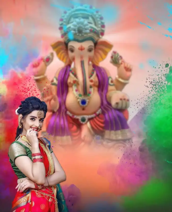 Ganesh Ganpati Chaturthi With Girl CB Picsart Editing Background