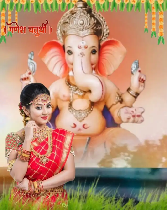 Ganesh Ganpati Chaturthi With Girl CB Picsart Editing Background