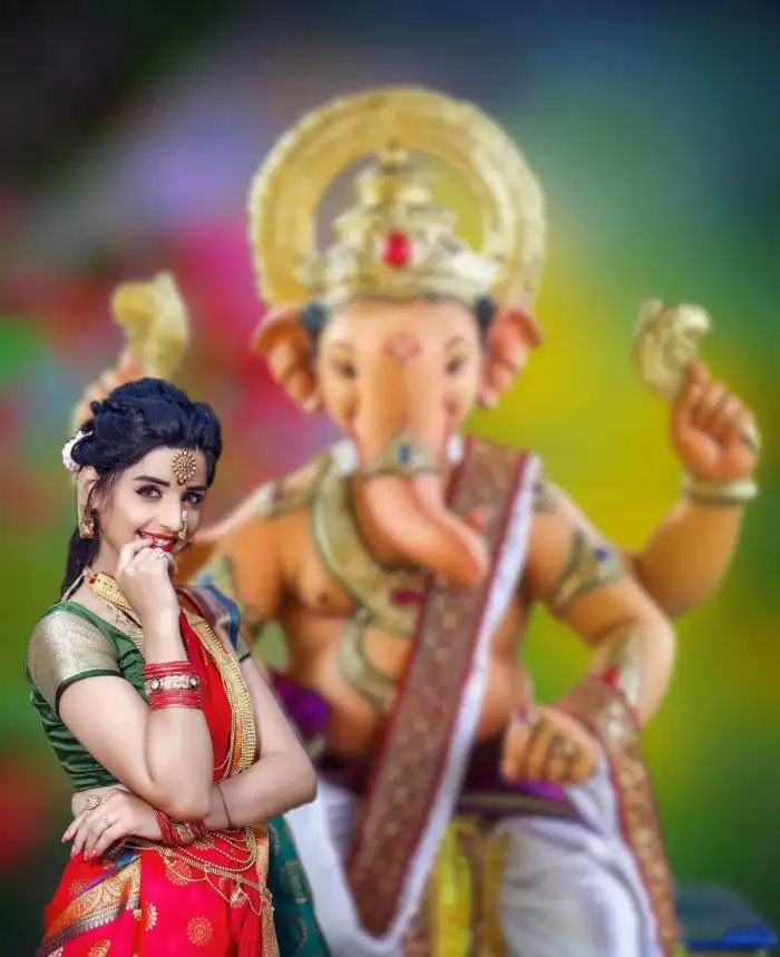 Ganesh Ganpati Chaturthi With Girl CB Picsart Editing Background