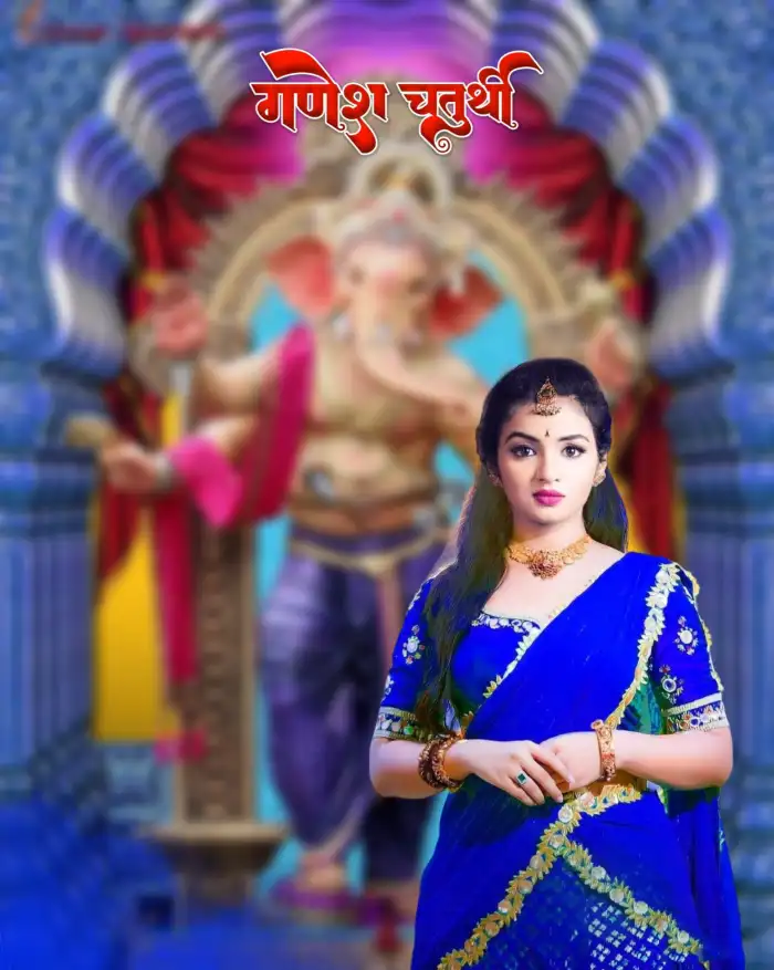 Ganesh Ganpati Chaturthi With Girl CB Picsart Editing Background