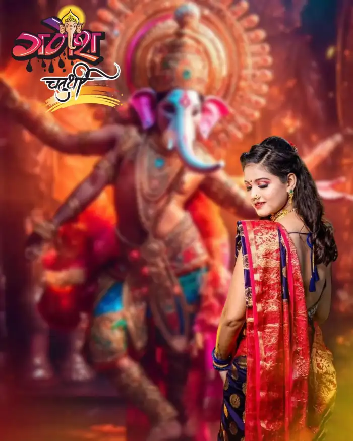 Ganesh Ganpati Chaturthi With Girl CB Picsart Editing Background