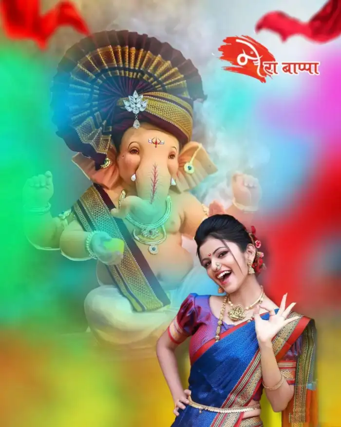 Ganesh Ganpati Chaturthi With Girl CB Picsart Editing Background