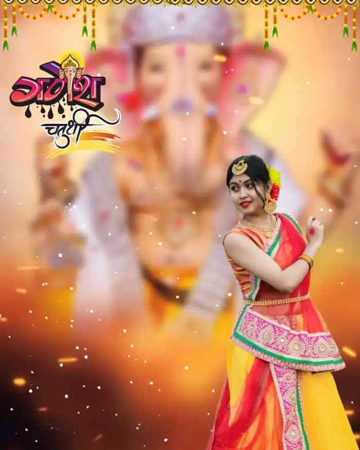 Thumbail Of Ganesh Chaturthi With Girl Editing Background