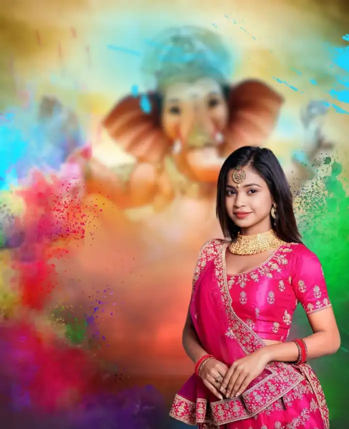 Ganesh Ganpati Chaturthi With Girl CB Picsart Editing Background