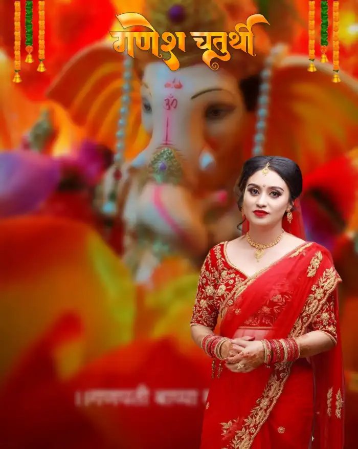 Ganesh Ganpati Chaturthi With Girl CB Picsart Editing Background