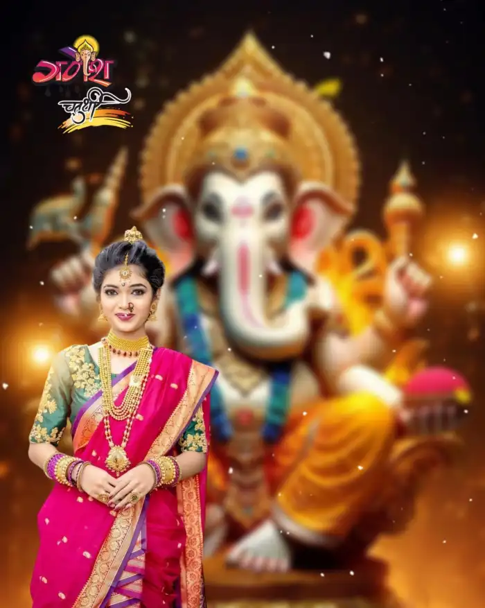 Ganesh Ganpati Chaturthi With Girl CB Picsart Editing Background