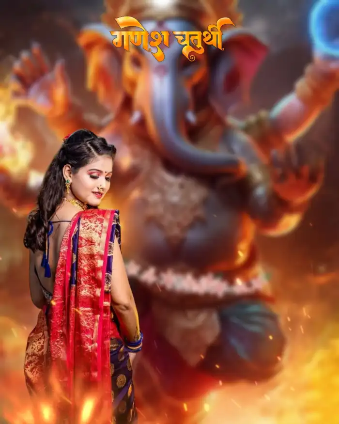 Ganesh Ganpati Chaturthi With Girl CB Picsart Editing Background