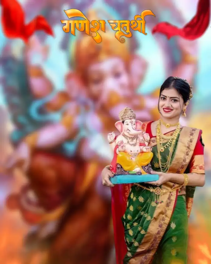 Ganesh Ganpati Chaturthi With Girl CB Picsart Editing Background