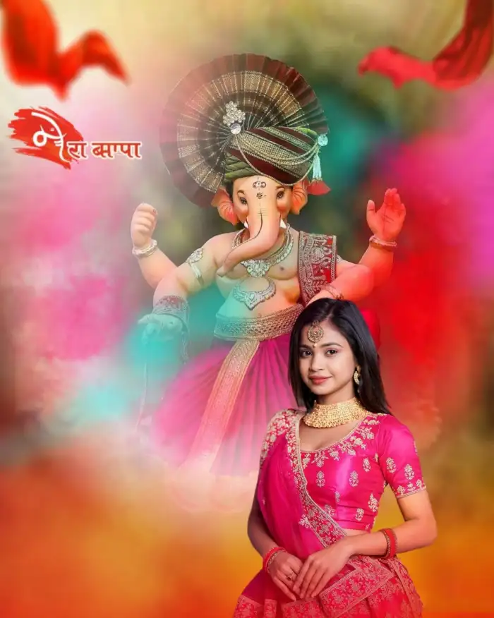 Ganesh Ganpati Chaturthi With Girl CB Picsart Editing Background